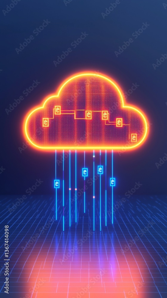 Aufkleber digital currency transformation cloud computing infographic virtual environment futuristic viewpoint