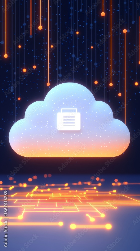 Poster cloud data storage solutions virtual environment digital content secured access innovative technolog