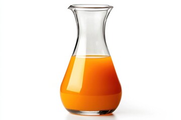 Refreshing orange juice in a stylish glass carafe captured in bright, clean light isolated on transparent background