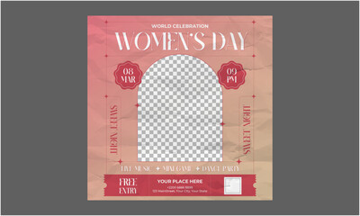 Womens Day Socials Media. Mom's day. Women's Day. Vector flat illustration. Abstract backgrounds, patterns about mothers day. Hearts, abstract geometric shapes. Perfect for poster, label, banner.