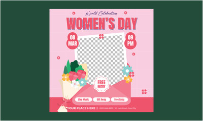 Womens Day Socials Media. Mom's day. Women's Day. Vector flat illustration. Abstract backgrounds, patterns about mothers day. Hearts, abstract geometric shapes. Perfect for poster, label, banner.