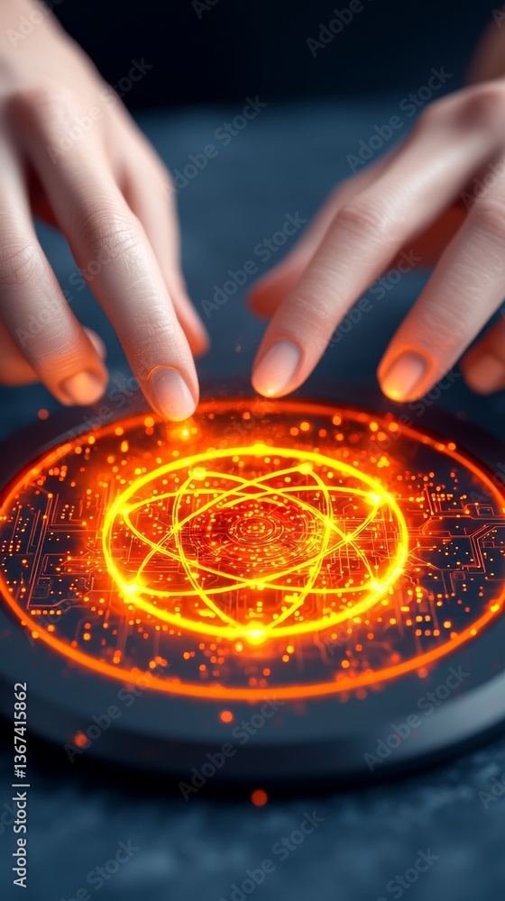 Poster futuristic technology interaction digital realm visual art abstract environment close-up view concep