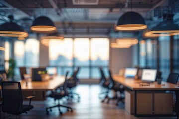 Fuzzy Undefined Business Office: Enigmatic Bokeh Scene for Imaginative Undertakings in a Collaborative Workspace