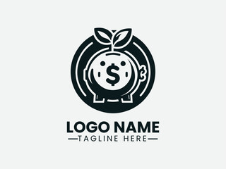 Piggy Bank Vector Logo Design , Cute Piggy Bank Logo