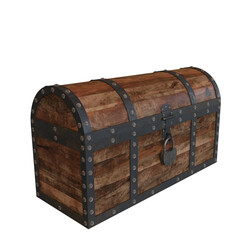 3D rendered old wooden chest isolated on transparent background