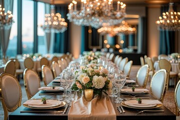 Elegant Upscale Dining Table Background for Stylish Events