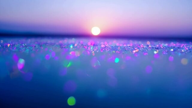 Purple and Blue Glitter Sunset Horizon