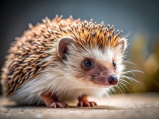 Fototapeta premium Close-Up of Adorable Brown and White Hedgehog, Detailed Texture, Wildlife Photography