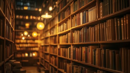 Old Bookshelves in a Cozy Space, Evoking Timeless Knowledge and Comfort