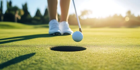 a golf ball in a hole