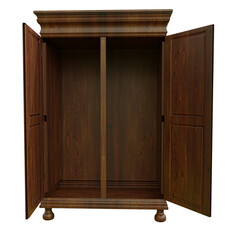 3D rendered vintage wooden closet isolated on transparent background
