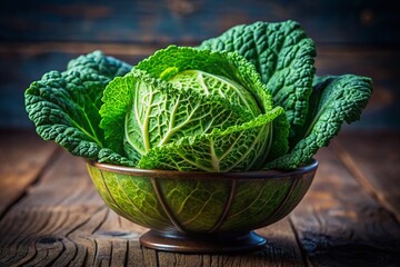 Close-up of Freshly Cut Cabbage in a Bowl, High-Resolution Stock Photo