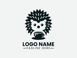 Cute Hedgehog Cafe Logo, Cozy Hedgehog Cafe Logo, Unique Hedgehog Cafe Logo