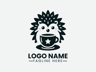 Cute Hedgehog Cafe Logo, Cozy Hedgehog Cafe Logo, Unique Hedgehog Cafe Logo