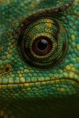 Fototapeta premium Extreme close-up of chameleon eye with detailed textured scales
