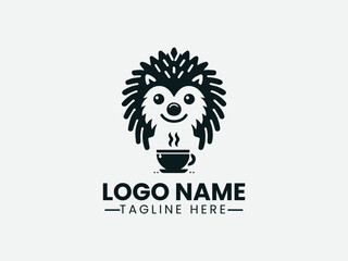 Cute Hedgehog Cafe Logo, Cozy Hedgehog Cafe Logo, Unique Hedgehog Cafe Logo