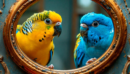 blue and golden budgie