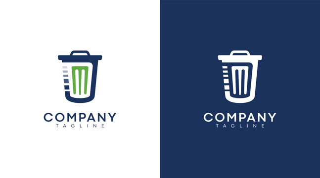 Letter JM monogram logo design. Bin, Junk, waste logo design