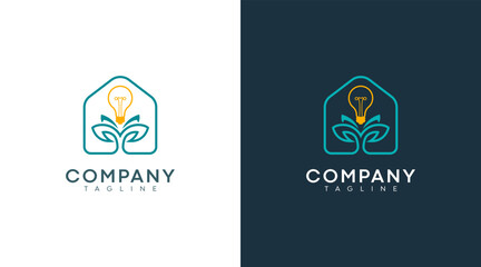 Smart Home logo. Modern, abstract and minimalist design of a house and light bulb