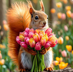 squirrel with flowers