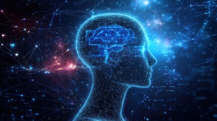 Abstract representation of artificial intelligence with digital network