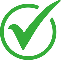 Green checkmark tick icon.  © JP