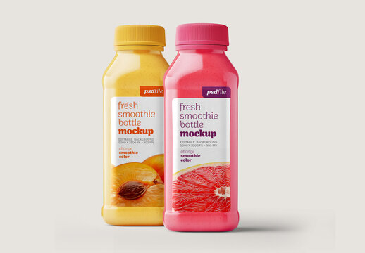 Fresh Smoothie Bottle Packaging Mockup for Design and Branding Projects