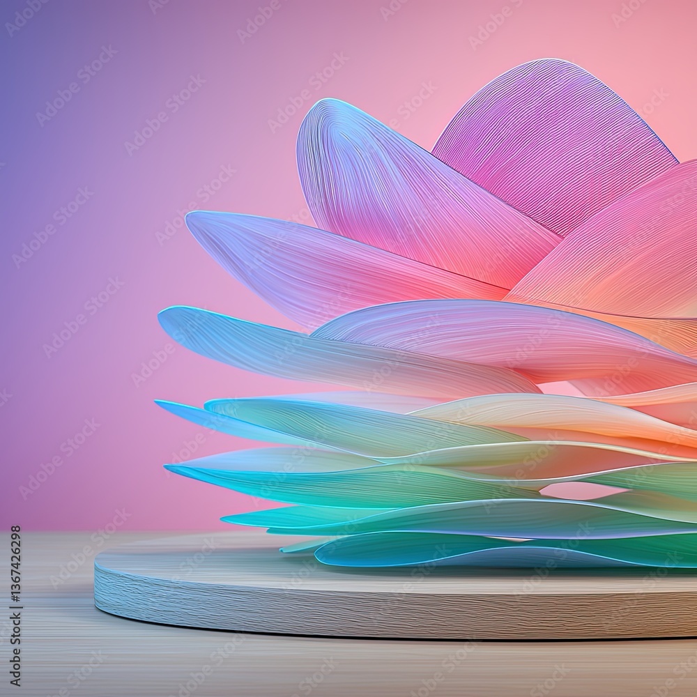 Poster evolving forms in a serene composition with soft pastel colors and undulating shapes for modern art 