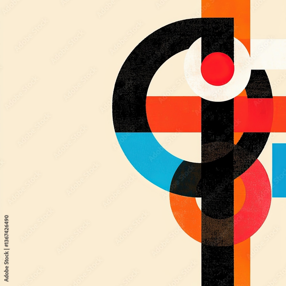 Aufkleber dynamic abstract illustration with swirling elements and colorful shapes on a light background