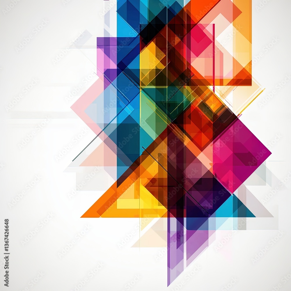 Poster abstract illustration in vibrant colors and geometric shapes creating a dynamic visual representatio