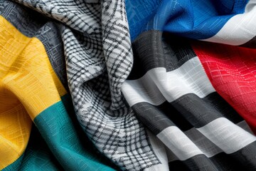 Colorful assorted textile fabric with various patterns and colors