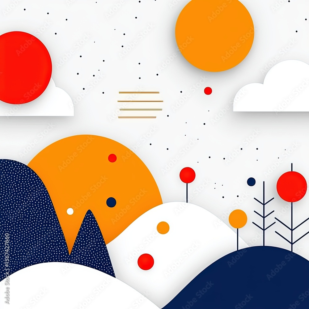 Aufkleber abstract illustration of colorful geometric forms with stylish shapes and balanced design elements f