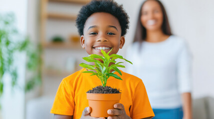 Child's joy in nature learning with first plant experience in the home environment