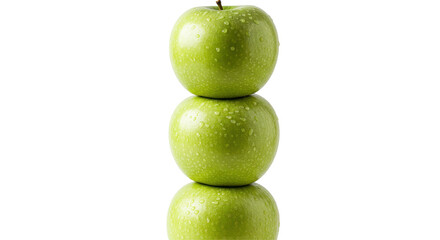 Isolated Vertical Stack of Green Apples