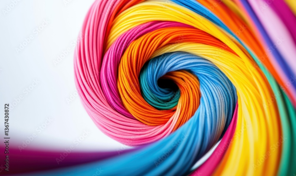Poster a vibrant, swirling spiral of intertwined threads creates an abstract and colorful pattern.