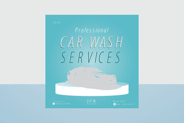 Car wash service banner template social media post