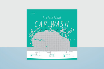 Car wash service banner template social media post
