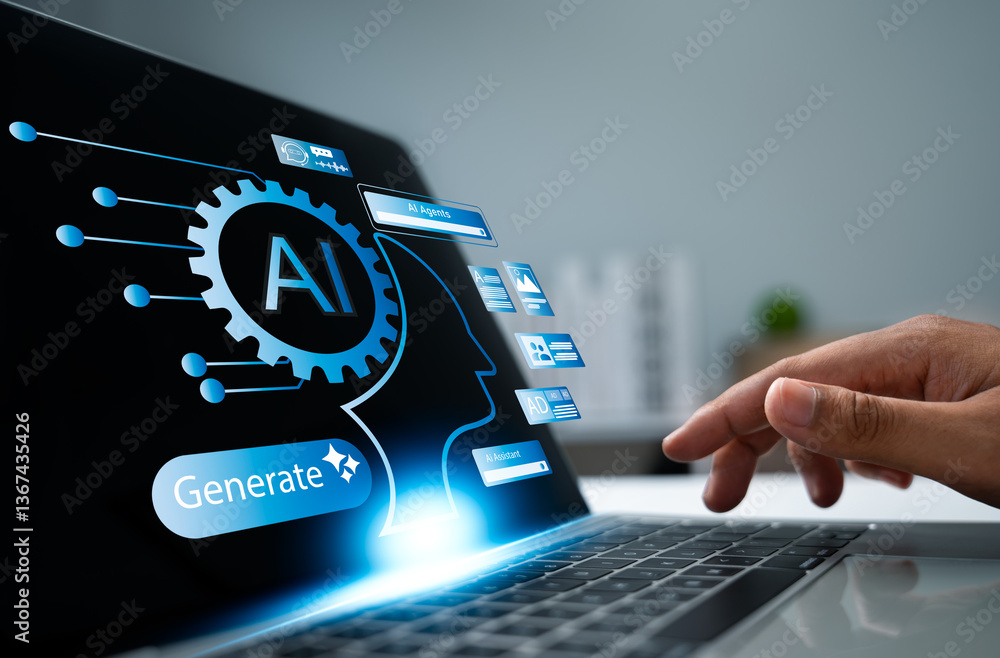 Leinwandbilder businessman use artificial intelligence ai technology for enhanced work efficiency data analysis and