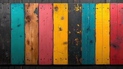 Vibrant Colorful Wood Planks Background for Artistic Projects