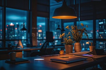 Brightly Lit Business Workspace Photography for Dim Environments