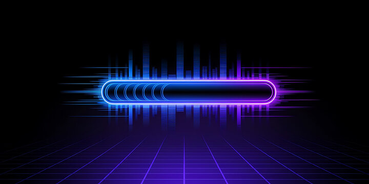 Futuristic vibrant neon-lit graphic with a techy audio-visual effect Modern abstract design