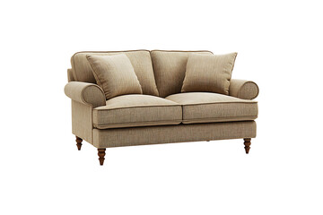 Fototapeta premium Beige Fabric Loveseat Isolated on White and Transparent Background PNG Image.
