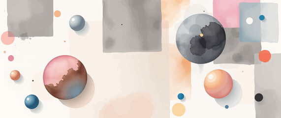 Minimalist Colorful Geometric Shapes Scene &ndash; 3D Rendering as Abstract Background.