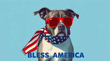 Dog bless America background, 4th of July, Independence Day, cool, patriotic