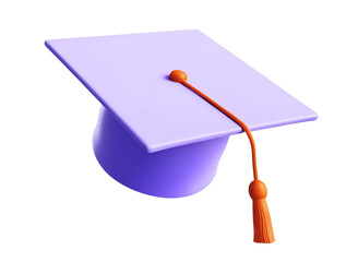 PNG Childrens school 3d icon. 3D Graduation Cap and Diploma. Graduation cap on transparent background. 3d style illustration.