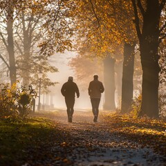 Embrace the Golden Years Witness a senior couple's adventurous spirit as they stroll along a breathtaking cliffside path, panoramic sea view unfolding before them The wind gently tousles their hair