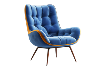 Blue chair Isolated on White and Transparent Background PNG Image.