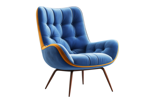 Blue chair Isolated on White and Transparent Background PNG Image.