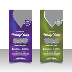 Set of roll up banner for beauty salon vertical editable template, professional beauty spa, yoga, meditation, cosmetic sale, skin treatment signage vertical banner design