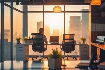 Elegant Soft Focus Image of a Cozy Office Business Atmosphere